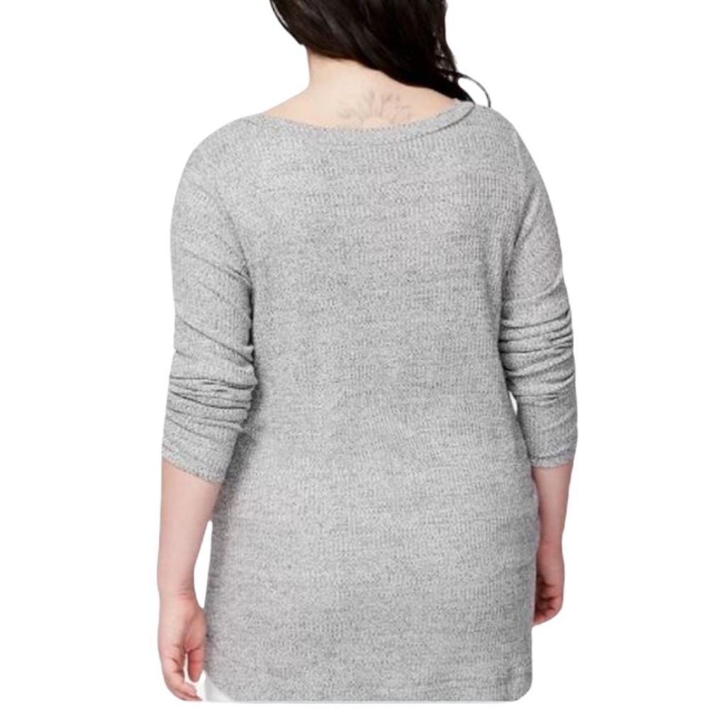 Rachel Roy Long Sleeve Zip Hem Textured High Low Pullover Sweater Top Gray 3X - Picture 3 of 13